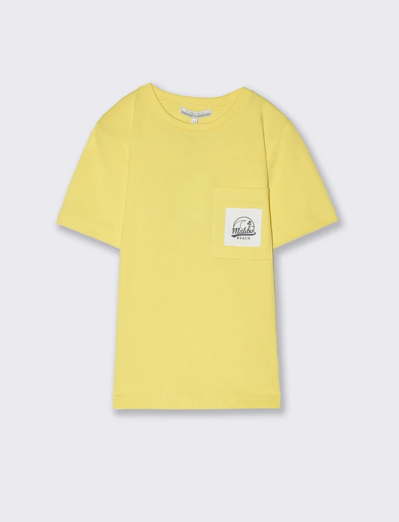T-shirt con taschino da bambino - Giallo
