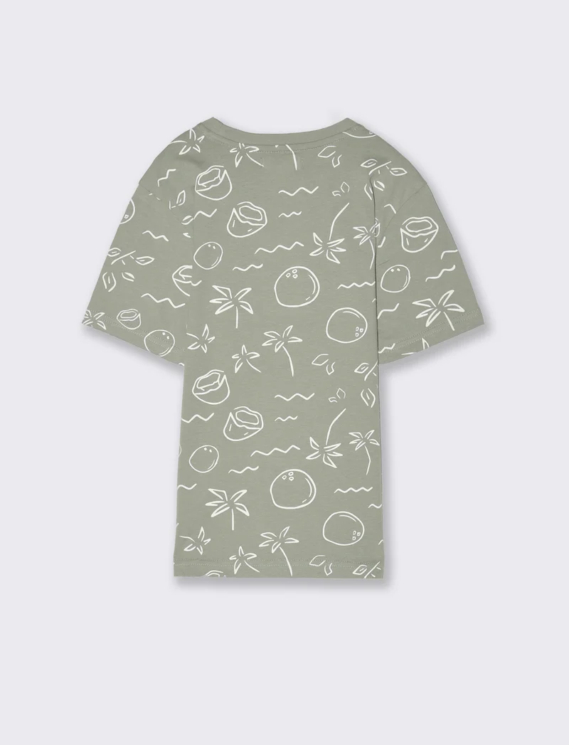 T-shirt all-over in jersey da bambino - Verde salvia