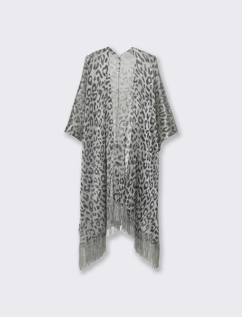 Copricostume mare donna in rete animalier - Argento