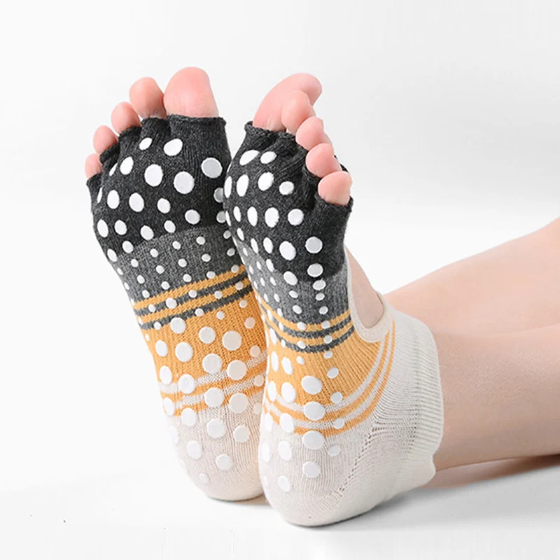 Olivenorma Fünf-Zehen-Socken mit doppeltem Zehendesign, rutschfestem Silikongriff, stoßfest, eng anliegend, vielseitig einsetzbar für Indoor-Fitnessstudio und Yoga.