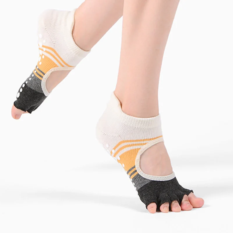 Olivenorma Fünf-Zehen-Socken mit doppeltem Zehendesign, rutschfestem Silikongriff, stoßfest, eng anliegend, vielseitig einsetzbar für Indoor-Fitnessstudio und Yoga.