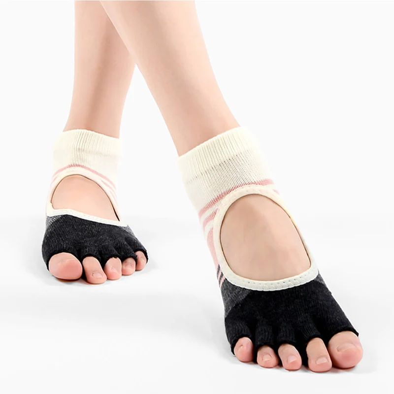 Olivenorma Fünf-Zehen-Socken mit doppeltem Zehendesign, rutschfestem Silikongriff, stoßfest, eng anliegend, vielseitig einsetzbar für Indoor-Fitnessstudio und Yoga.