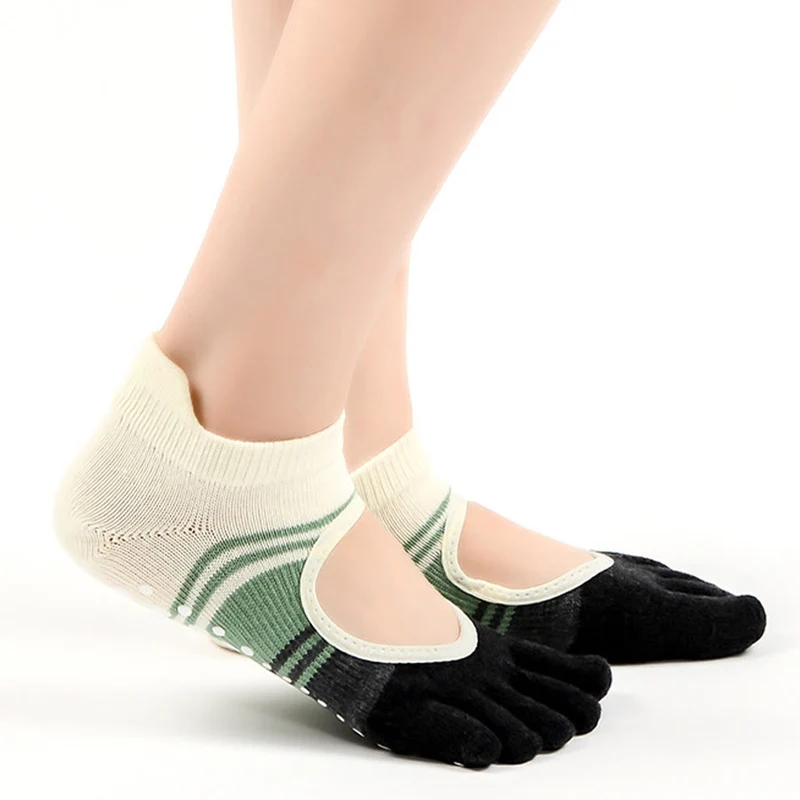 Olivenorma Fünf-Zehen-Socken mit doppeltem Zehendesign, rutschfestem Silikongriff, stoßfest, eng anliegend, vielseitig einsetzbar für Indoor-Fitnessstudio und Yoga.