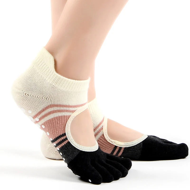 Olivenorma Fünf-Zehen-Socken mit doppeltem Zehendesign, rutschfestem Silikongriff, stoßfest, eng anliegend, vielseitig einsetzbar für Indoor-Fitnessstudio und Yoga.
