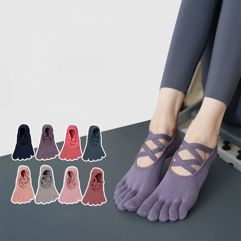 Olivenorma Zehensocken mit Silikonnoppen, rutschfest, stoßdämpfend, eng anliegend, für alle Indoor-Aktivitäten, Yoga-Socken für Damen