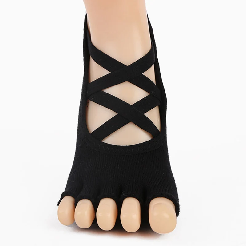 Olivenorma Zehensocken mit Silikonnoppen, rutschfest, stoßdämpfend, eng anliegend, für alle Indoor-Aktivitäten, Yoga-Socken für Damen
