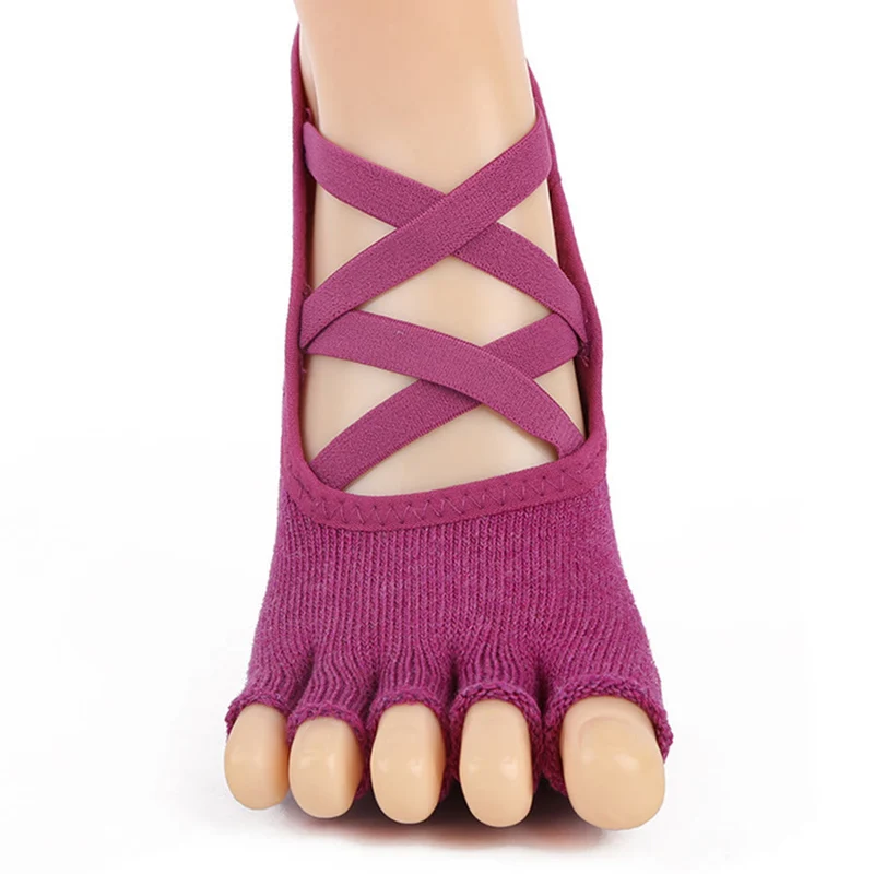 Olivenorma Zehensocken mit Silikonnoppen, rutschfest, stoßdämpfend, eng anliegend, für alle Indoor-Aktivitäten, Yoga-Socken für Damen