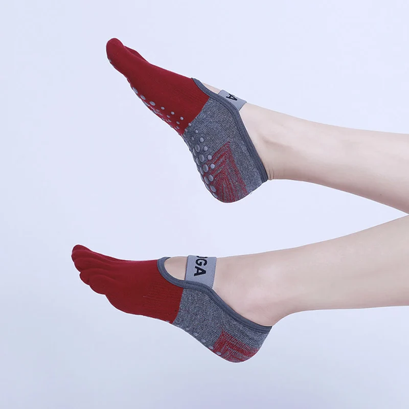 Olivenorma Premium Strick-Fünf-Finger-Socken mit rutschfester Silikonsohle für Balanceunterstützung, atmungsaktiv und flexibel – ideal für Indoor-Sport, Workout und Yoga.