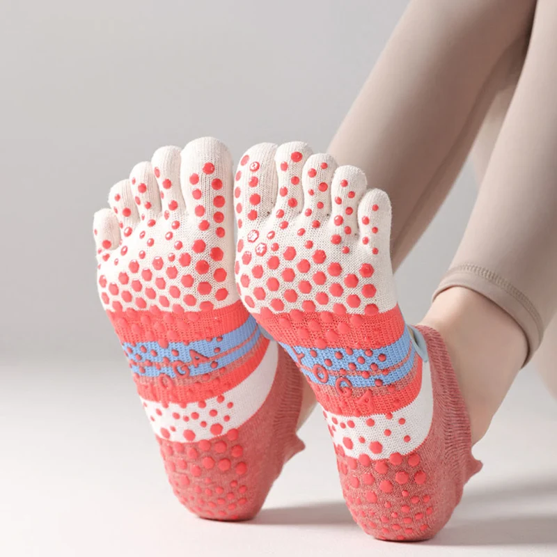 Olivenorma Silikon-Socken für den ganzen Fuß – Geräuschlos, rutschfest, stabil, druckentlastend, atmungsaktiv – Trainingssocken für Damen (Yoga)