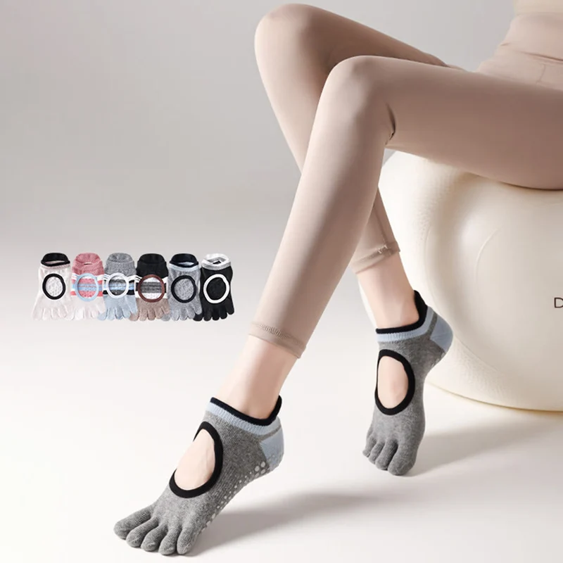 Olivenorma Silikon-Socken für den ganzen Fuß – Geräuschlos, rutschfest, stabil, druckentlastend, atmungsaktiv – Trainingssocken für Damen (Yoga)