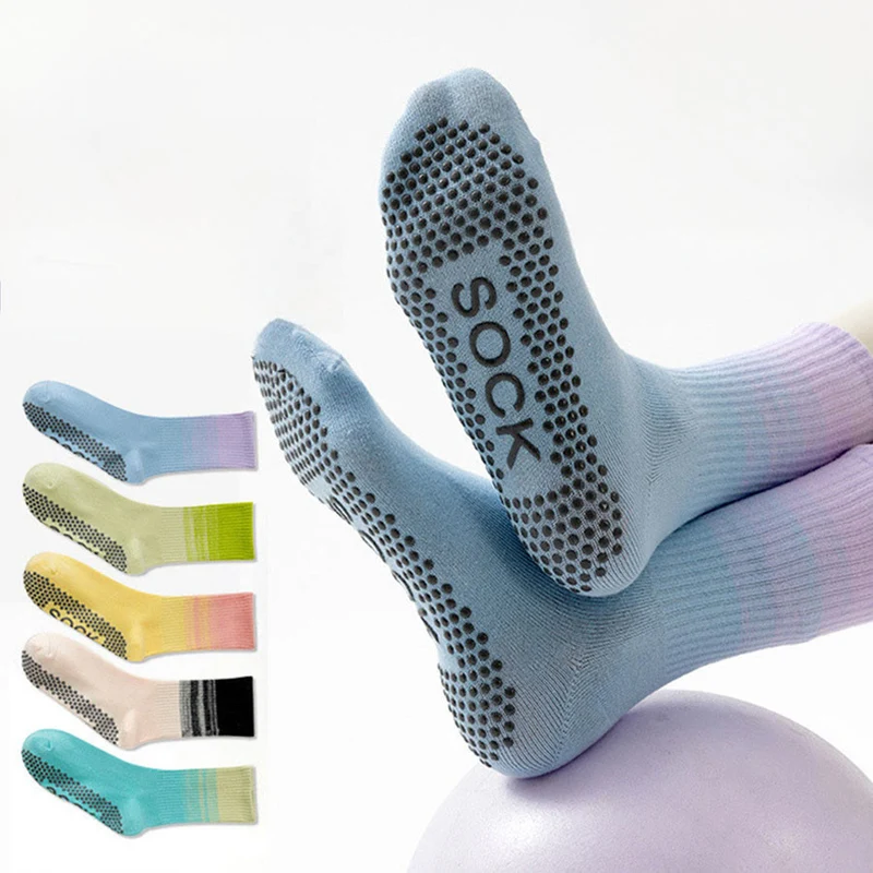 Olivenorma Mid Calf High Elasticate Non Slip Silicone Noppen Shock Resistant Balance Support Damen-Yogasocken