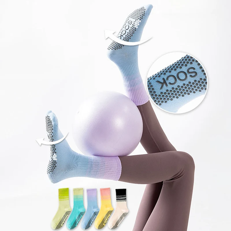 Olivenorma Mid Calf High Elasticate Non Slip Silicone Noppen Shock Resistant Balance Support Damen-Yogasocken