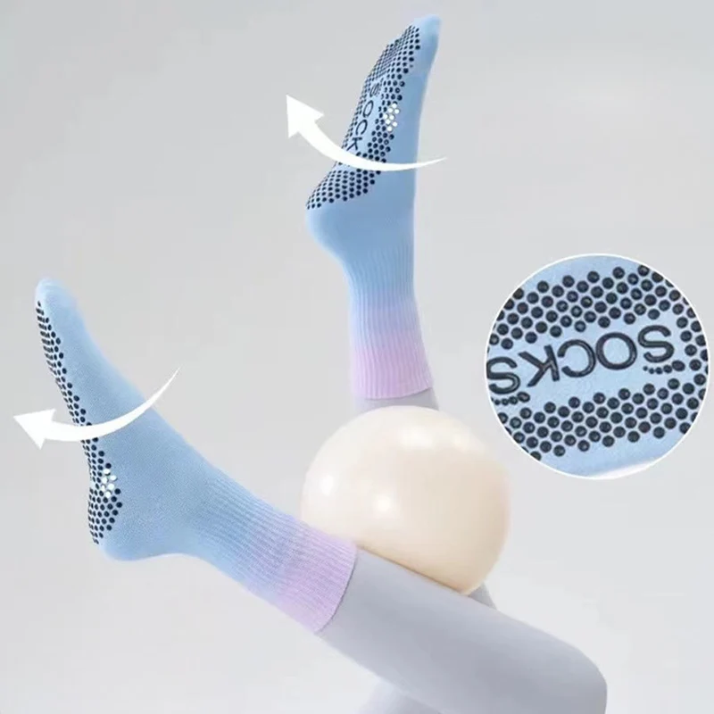 Olivenorma Mid Calf High Elasticate Non Slip Silicone Noppen Shock Resistant Balance Support Damen-Yogasocken
