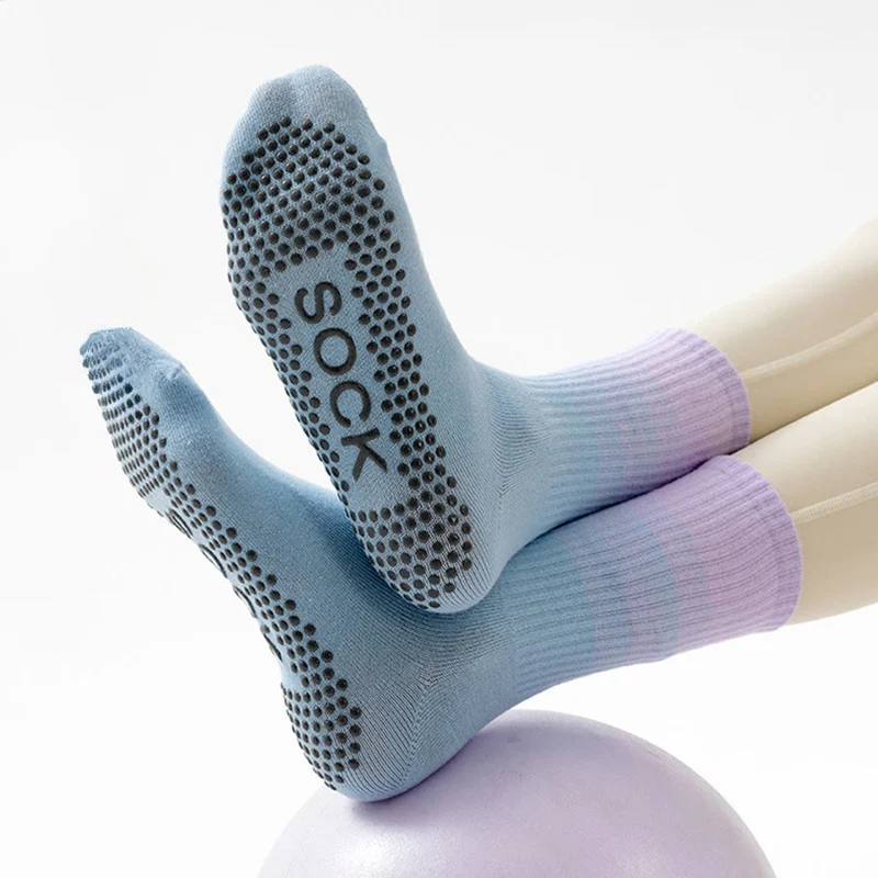 Olivenorma Mid Calf High Elasticate Non Slip Silicone Noppen Shock Resistant Balance Support Damen-Yogasocken