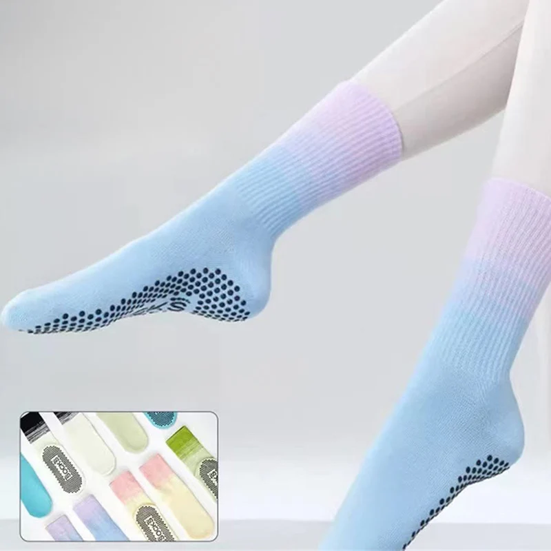 Olivenorma Mid Calf High Elasticate Non Slip Silicone Noppen Shock Resistant Balance Support Damen-Yogasocken