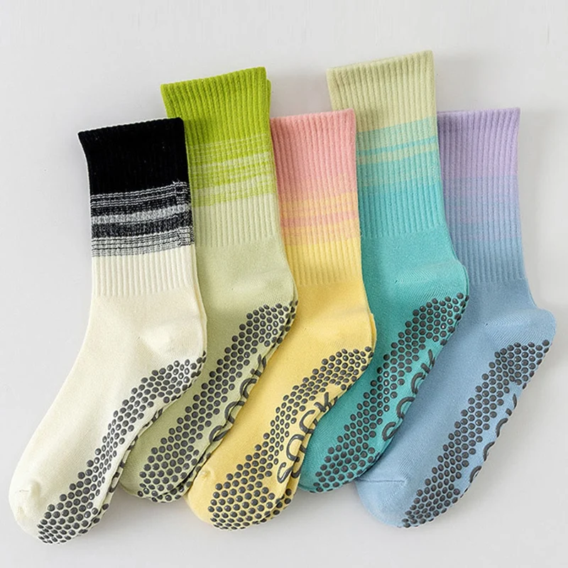 Olivenorma Mid Calf High Elasticate Non Slip Silicone Noppen Shock Resistant Balance Support Damen-Yogasocken
