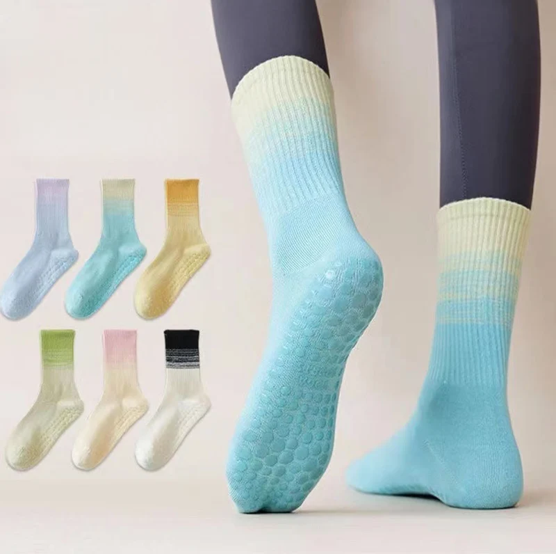 Olivenorma Mid Calf High Elasticate Non Slip Silicone Noppen Shock Resistant Balance Support Damen-Yogasocken