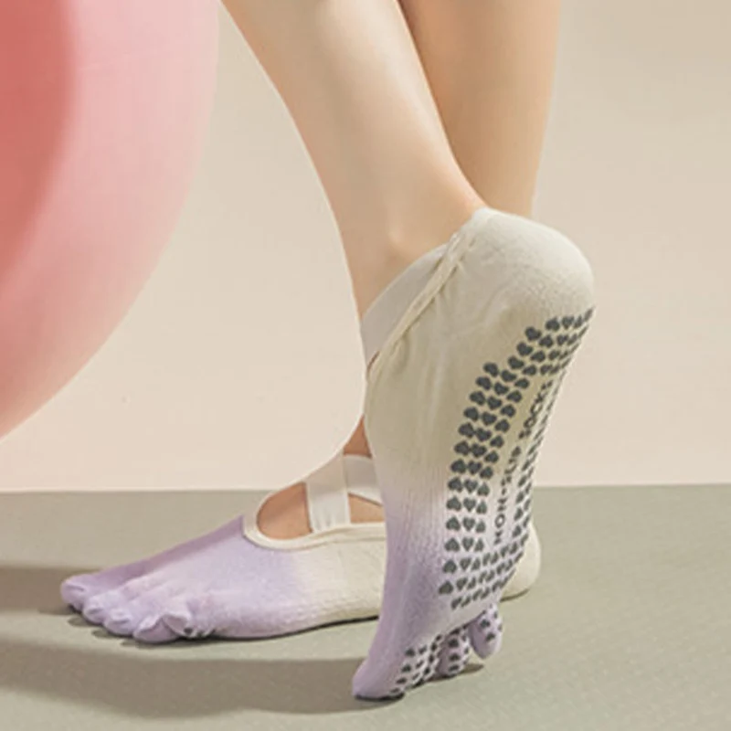 Olivenorma Zehensocken mit offener Zehenpartie, rutschfester, stoßdämpfender, atmungsaktiver und flexibler Oberfläche für Damen – ideal für Fitnessstudio und Yoga.