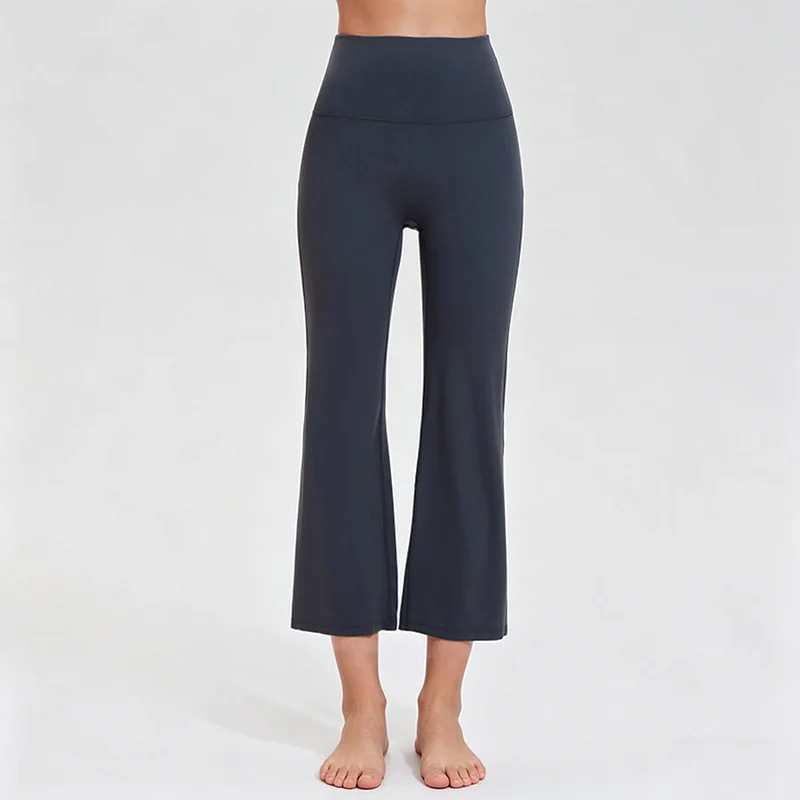 Olivenorma High Waist Eight Points Micro Flare Slim Yoga Fitness Damenhose