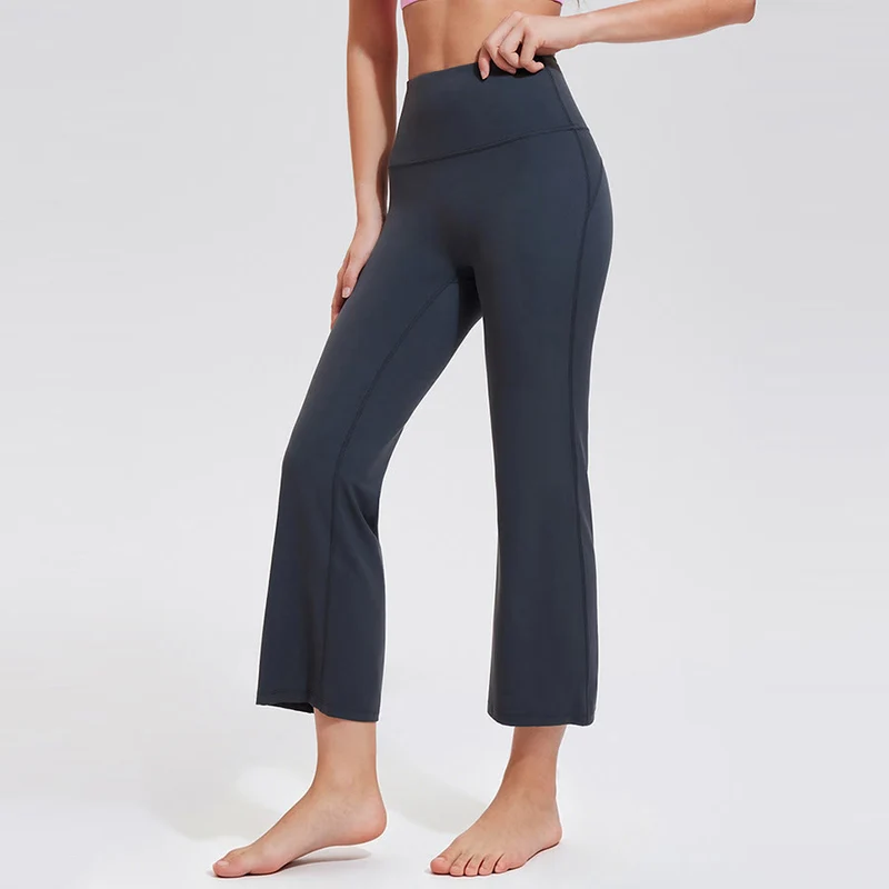 Olivenorma High Waist Eight Points Micro Flare Slim Yoga Fitness Damenhose