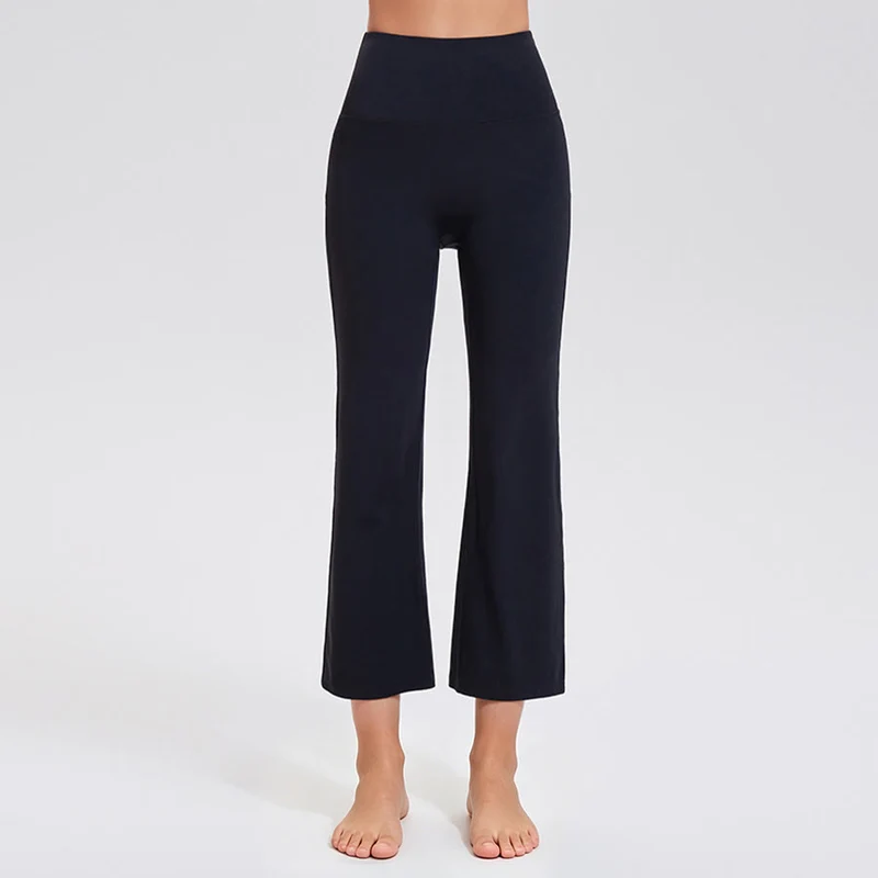 Olivenorma High Waist Eight Points Micro Flare Slim Yoga Fitness Damenhose