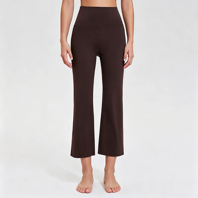 Olivenorma High Waist Eight Points Micro Flare Slim Yoga Fitness Damenhose