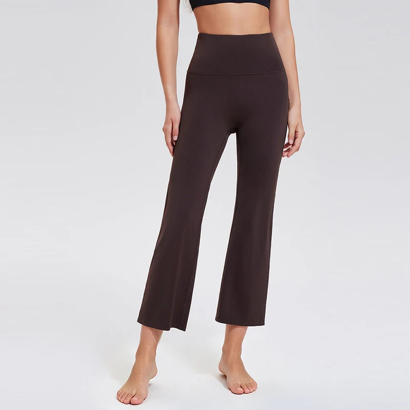 Olivenorma High Waist Eight Points Micro Flare Slim Yoga Fitness Damenhose