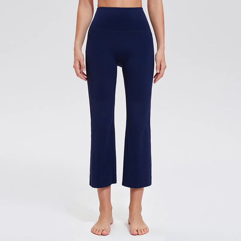 Olivenorma High Waist Eight Points Micro Flare Slim Yoga Fitness Damenhose