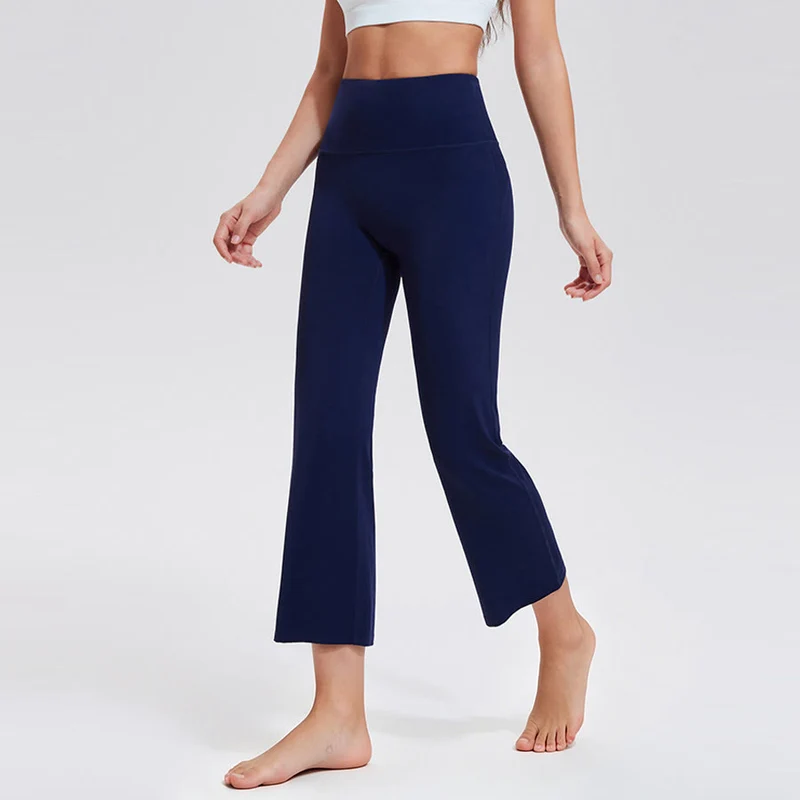 Olivenorma High Waist Eight Points Micro Flare Slim Yoga Fitness Damenhose