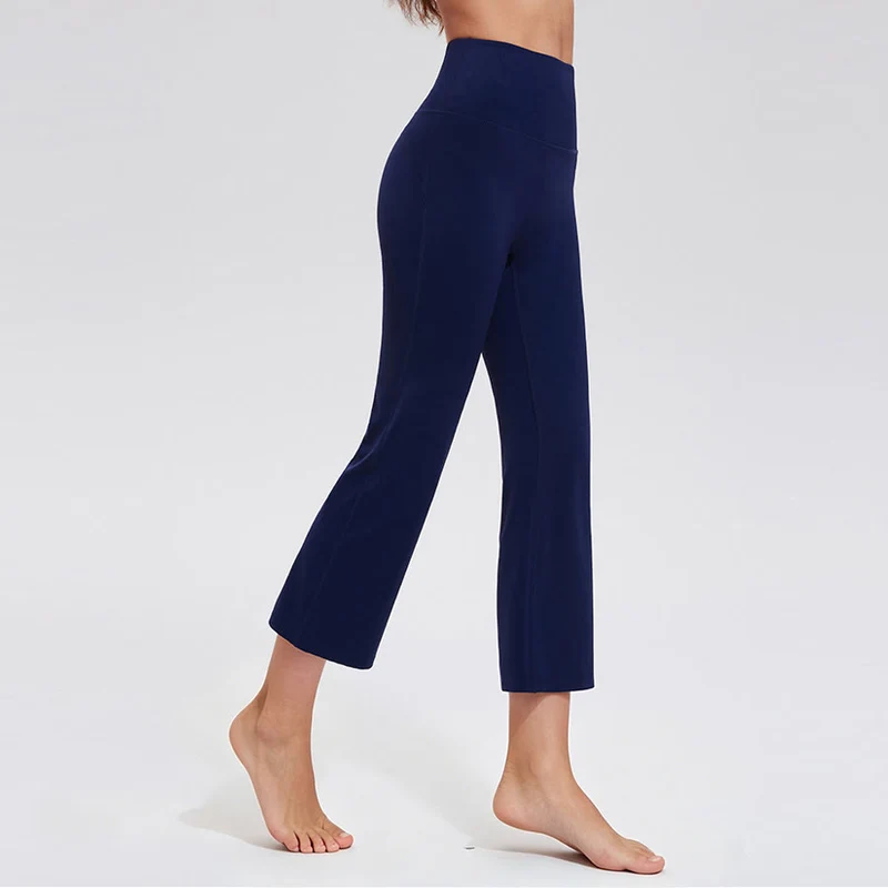 Olivenorma High Waist Eight Points Micro Flare Slim Yoga Fitness Damenhose