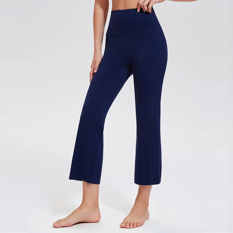 Olivenorma High Waist Eight Points Micro Flare Slim Yoga Fitness Damenhose