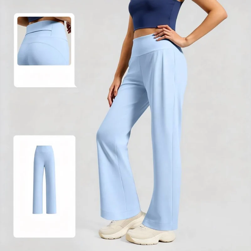 Olivenorma Crossover High Waist Split Wide Leg Loose Drape Yoga Damenhose