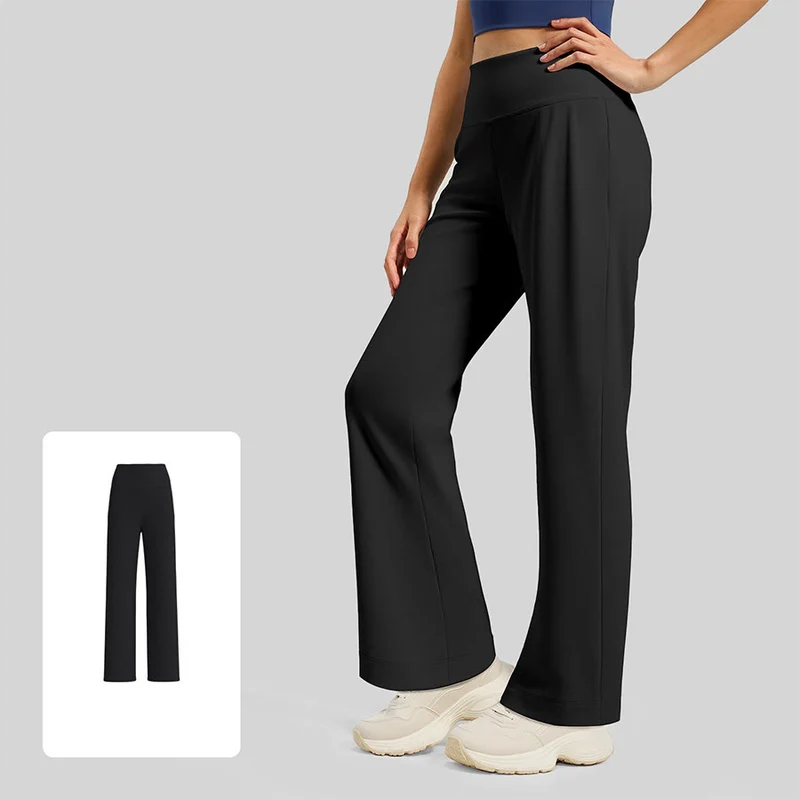 Olivenorma Crossover High Waist Split Wide Leg Loose Drape Yoga Damenhose