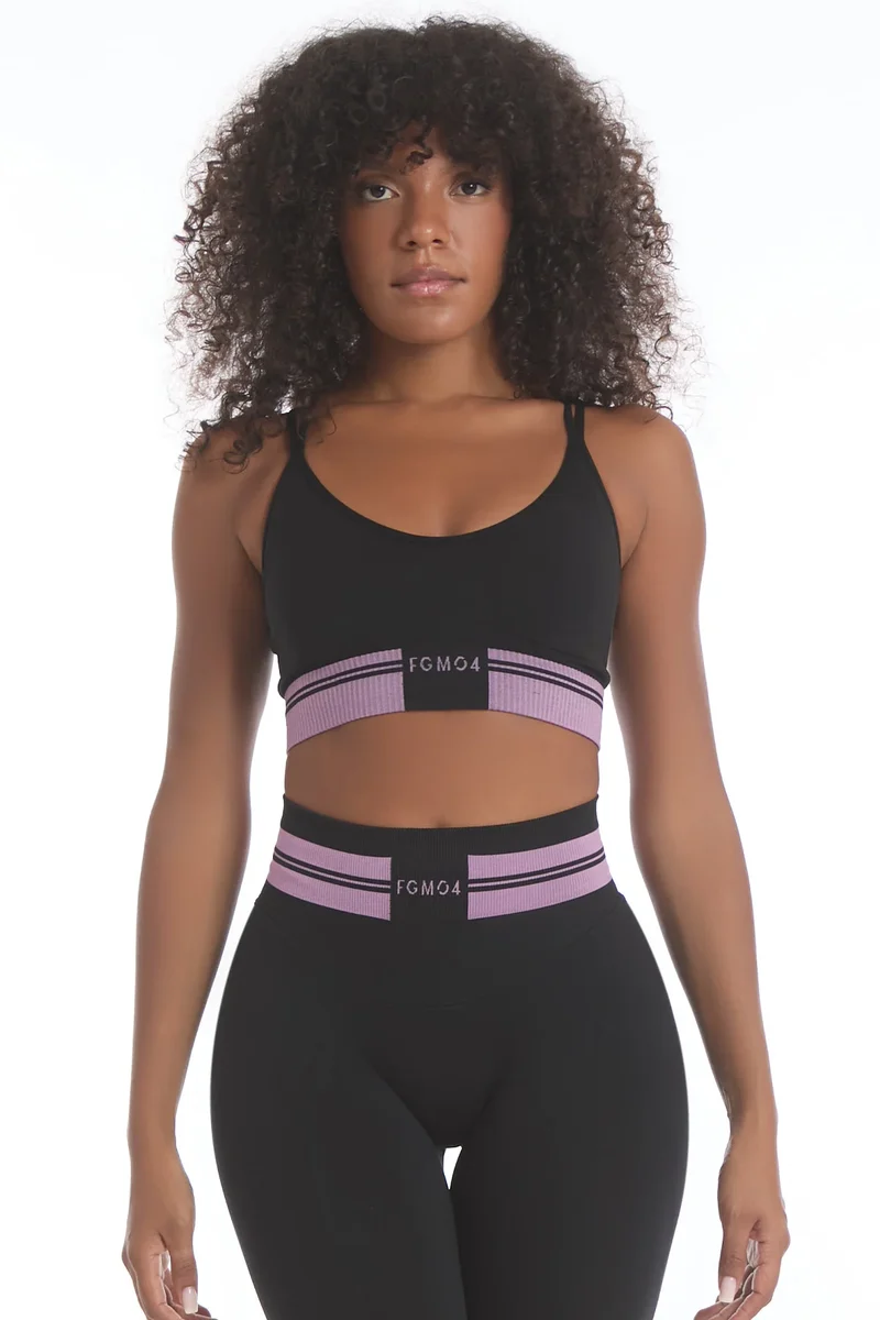 Top Ikona Nero e Rosa Ortensia