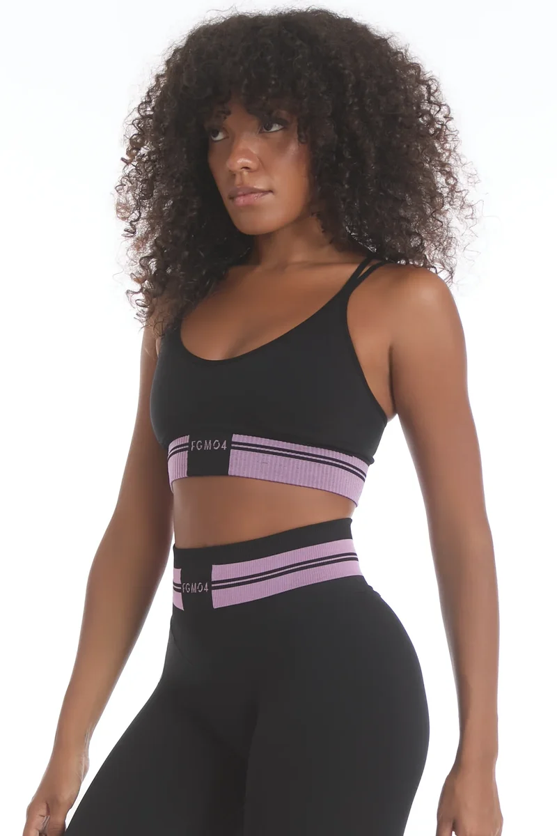 Top Ikona Nero e Rosa Ortensia