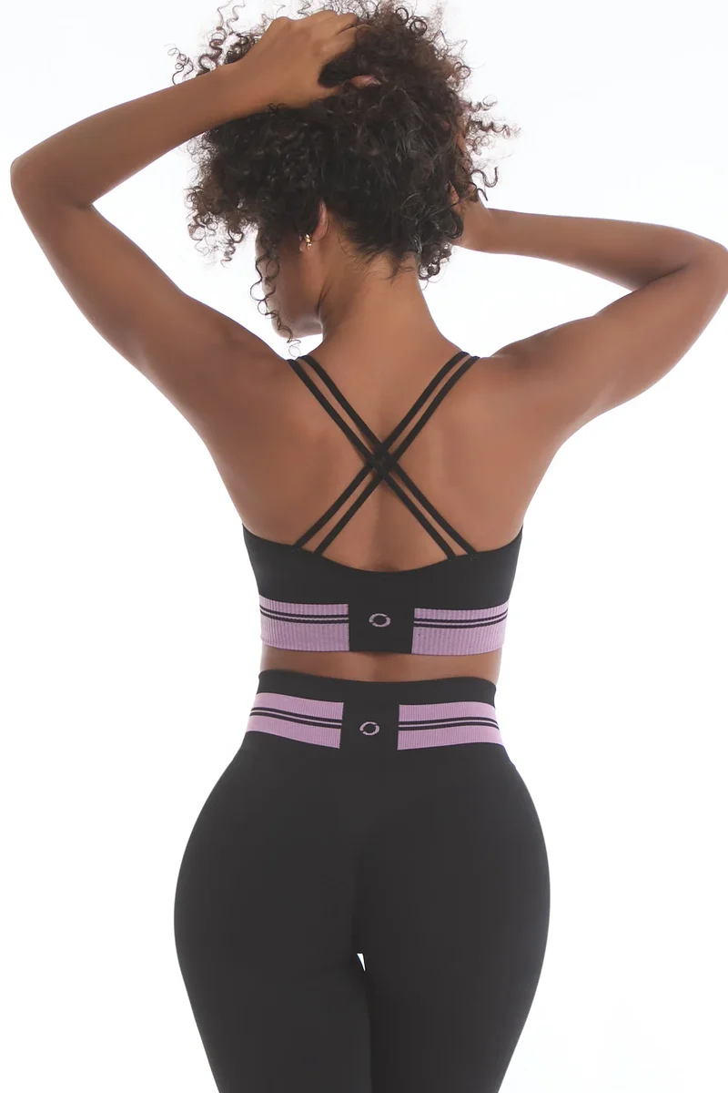 Top Ikona Nero e Rosa Ortensia