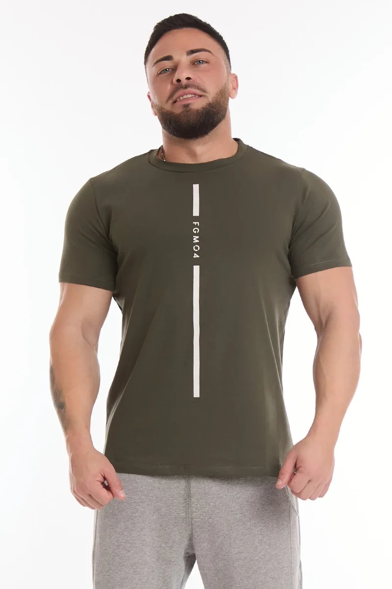 T-Shirt Uomo Stripe FGM04 Verde Militare