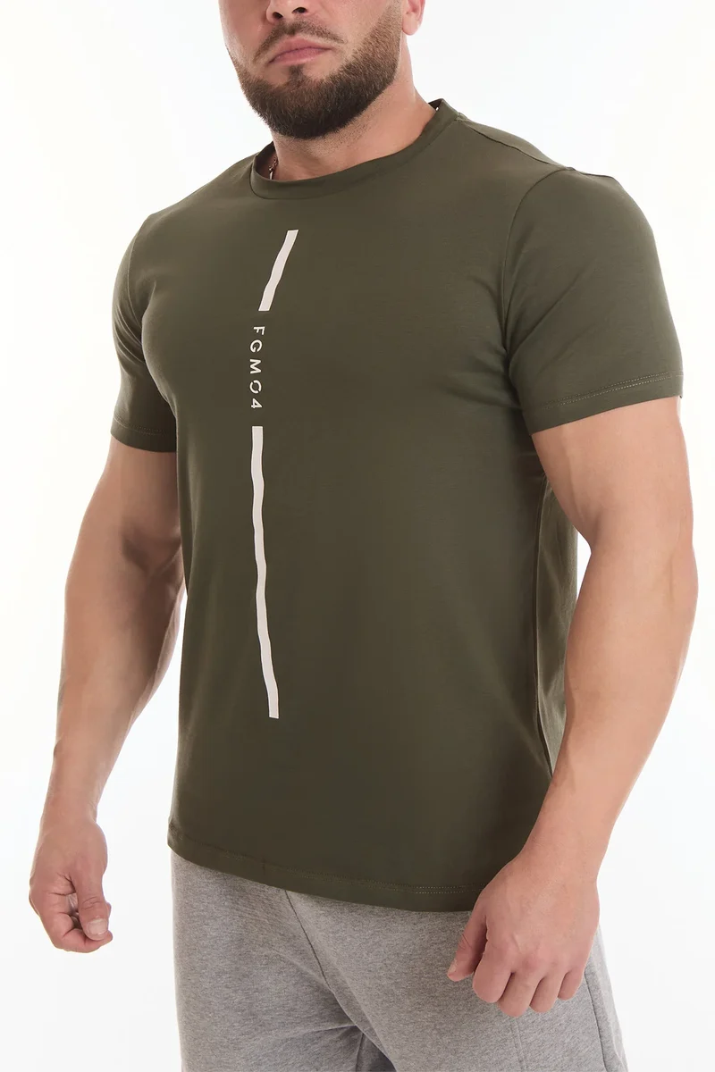 T-Shirt Uomo Stripe FGM04 Verde Militare
