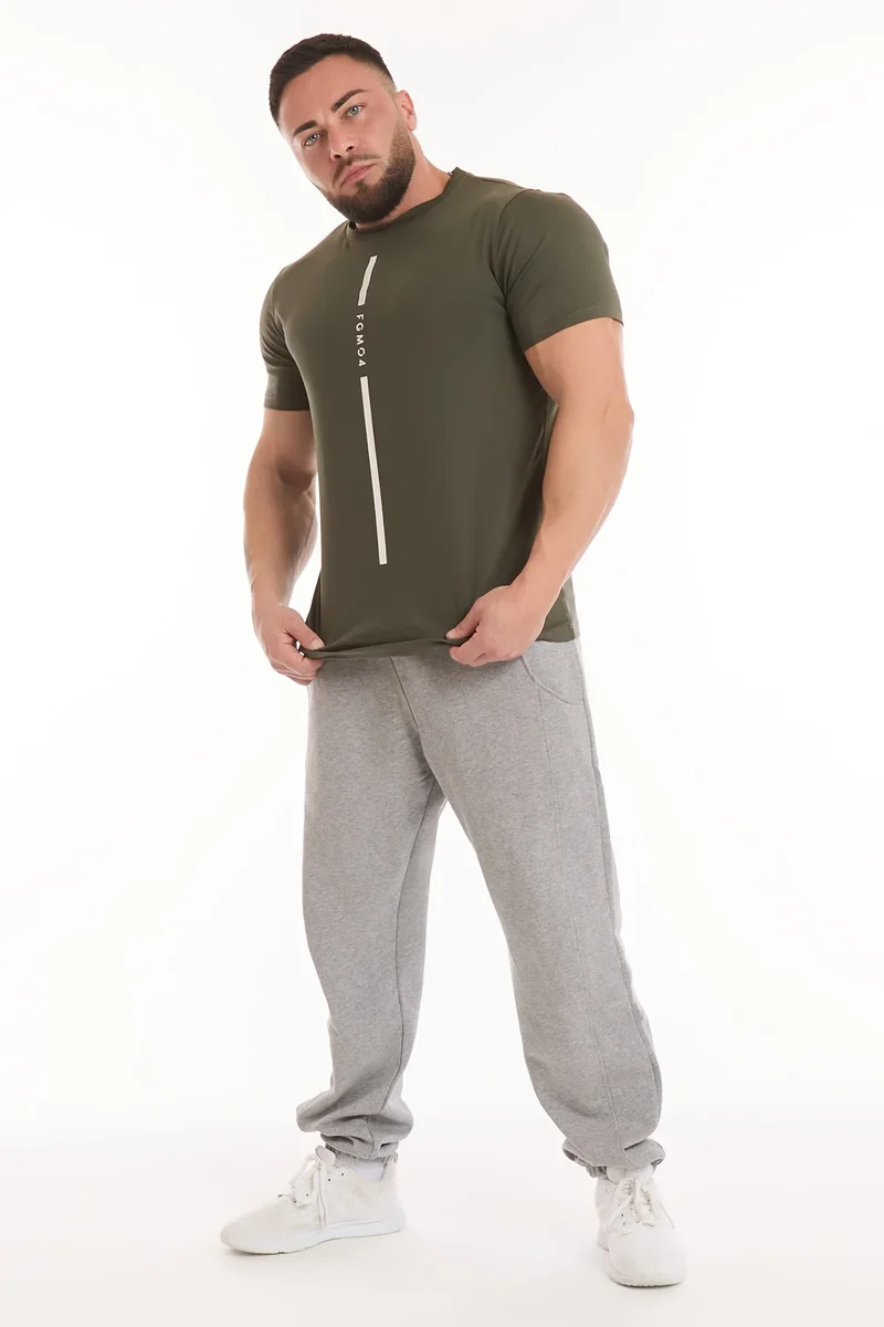 T-Shirt Uomo Stripe FGM04 Verde Militare