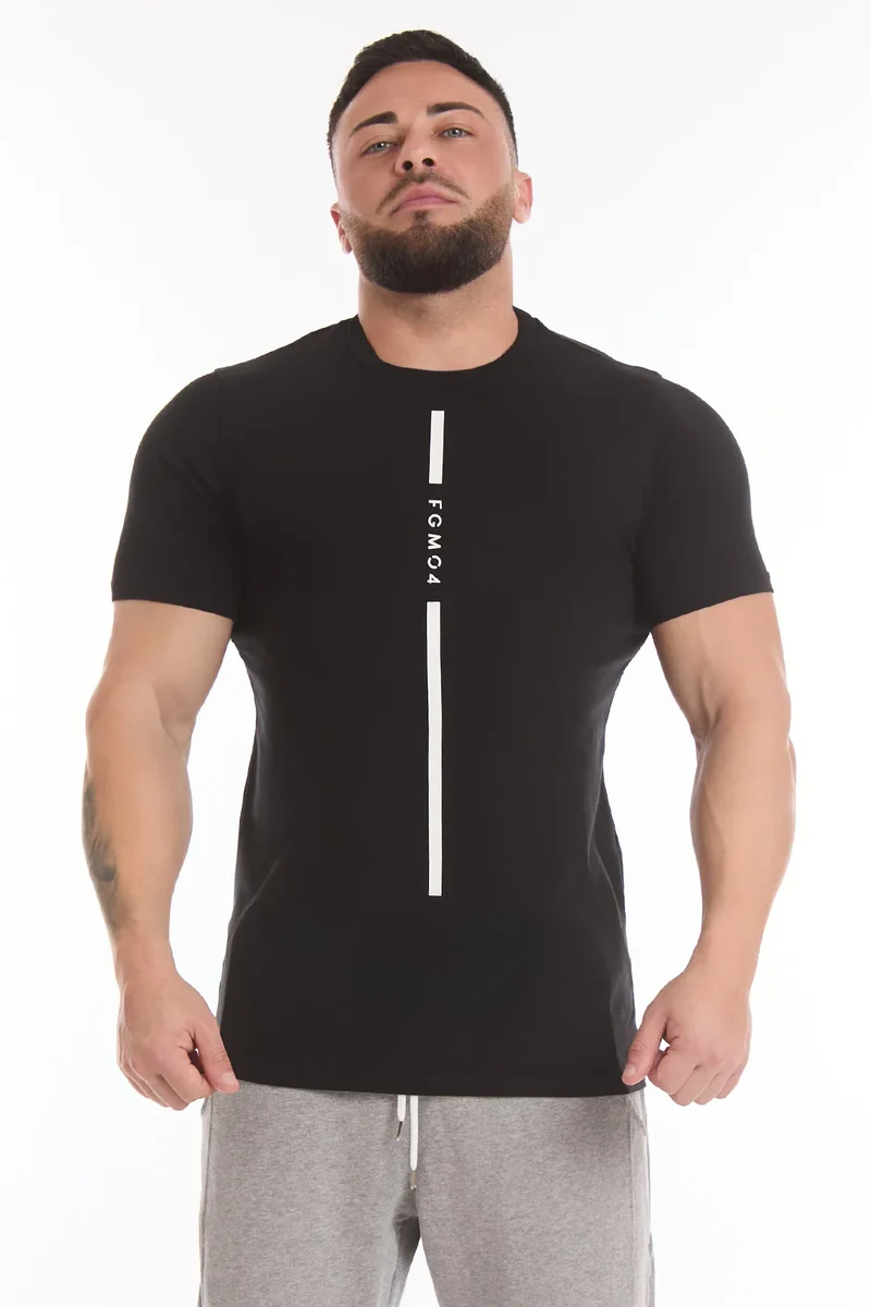 T-Shirt Uomo Stripe FGM04 Nero