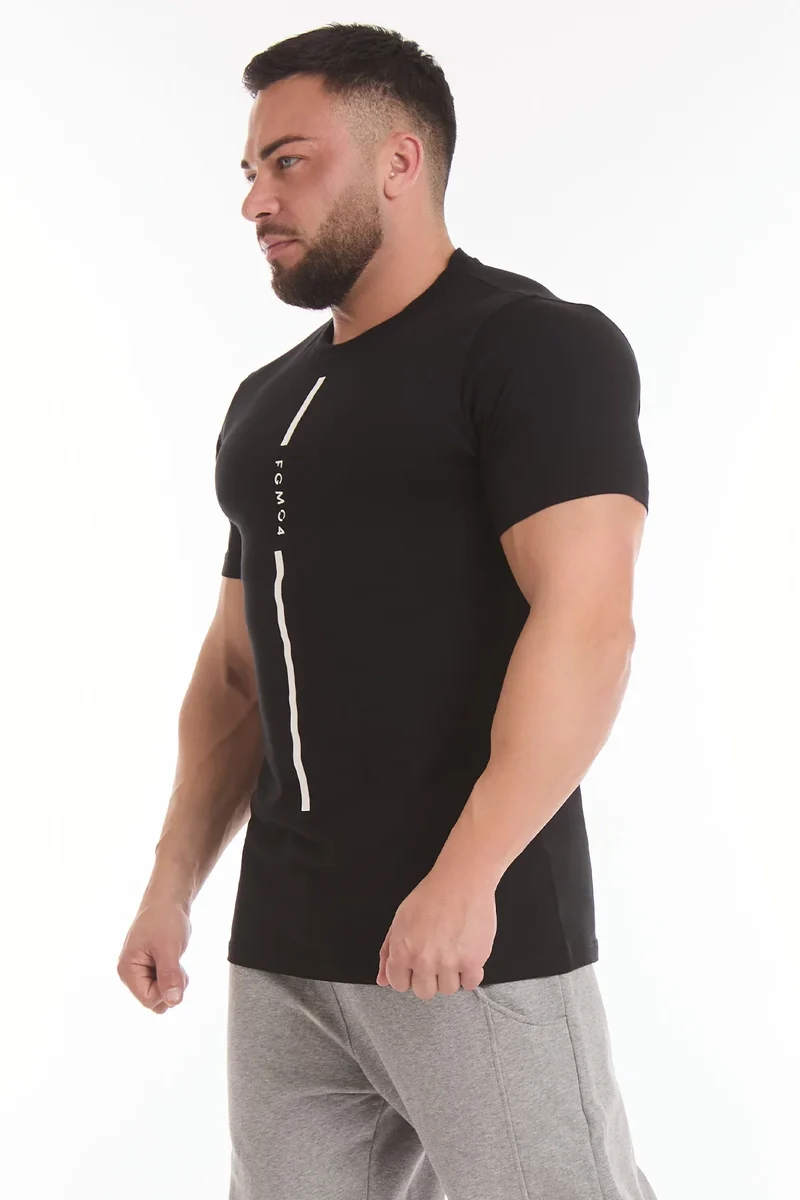 T-Shirt Uomo Stripe FGM04 Nero
