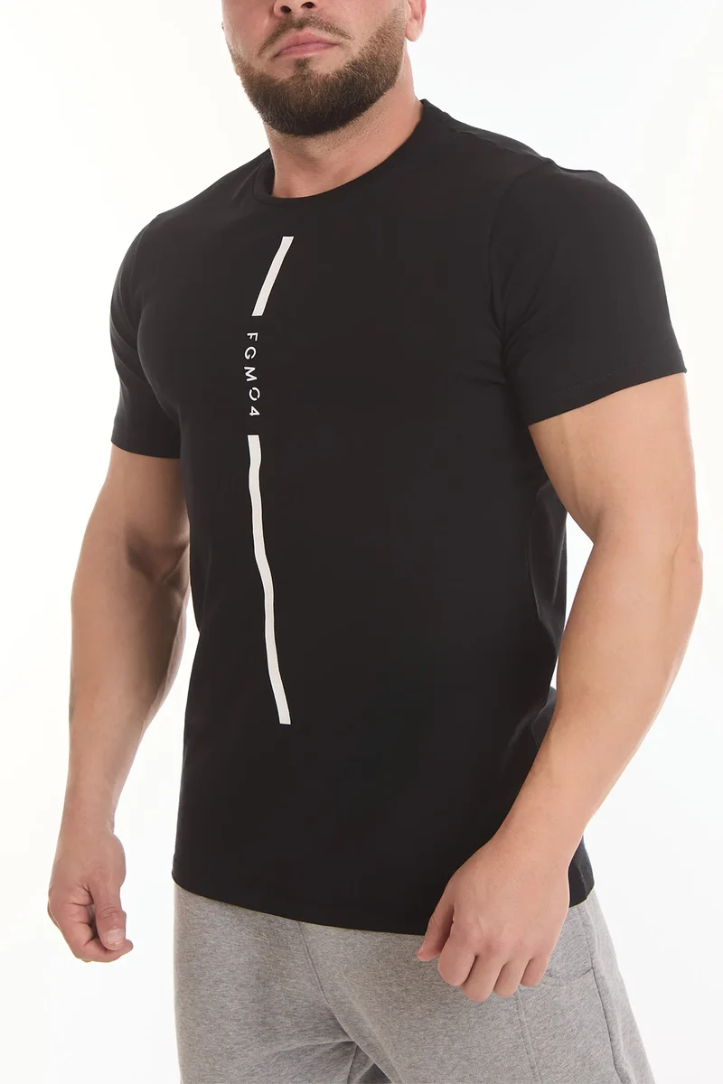 T-Shirt Uomo Stripe FGM04 Nero