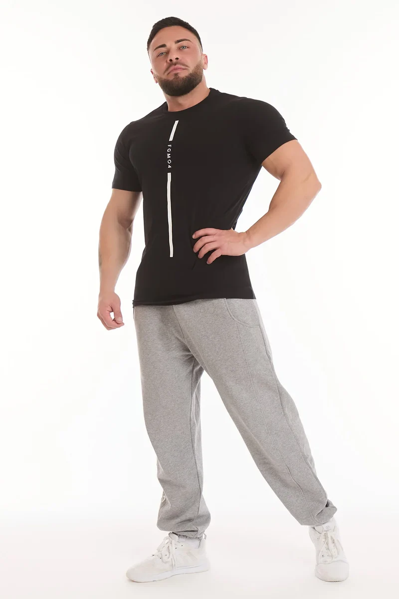 T-Shirt Uomo Stripe FGM04 Nero