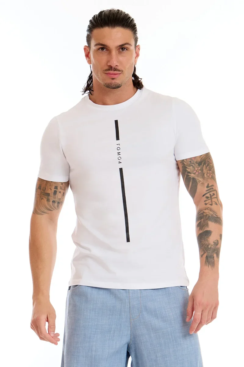 T-Shirt Uomo Stripe FGM04 Bianco
