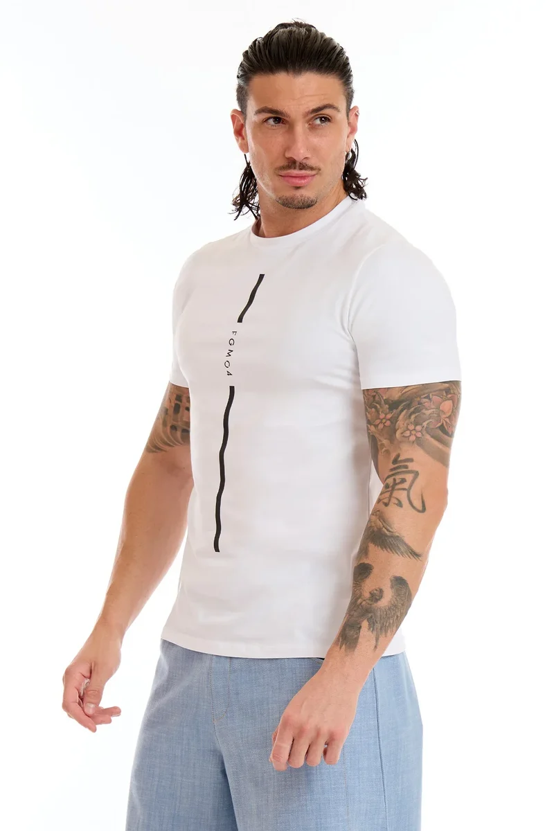 T-Shirt Uomo Stripe FGM04 Bianco