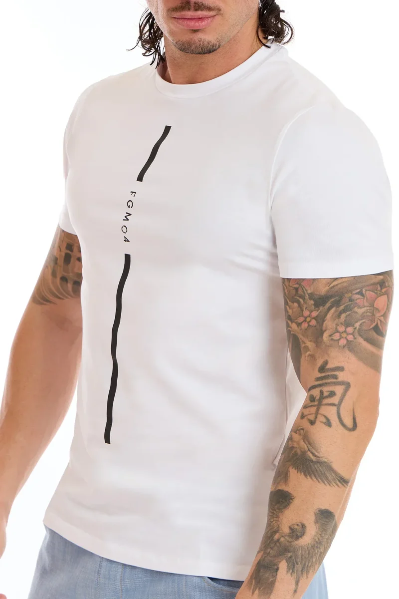 T-Shirt Uomo Stripe FGM04 Bianco