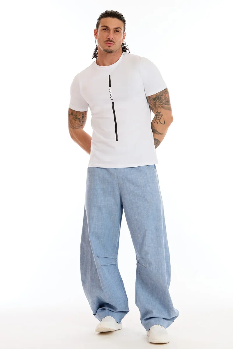 T-Shirt Uomo Stripe FGM04 Bianco