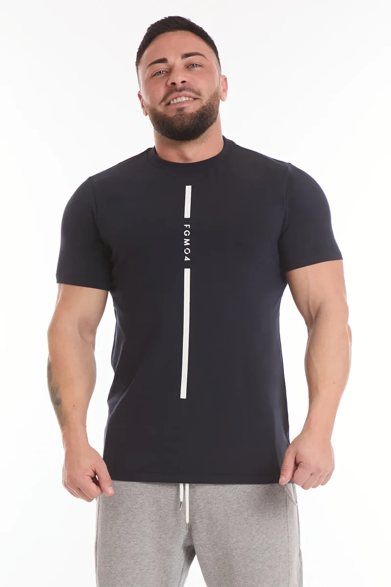T-Shirt Uomo Stripe FGM04 Blu