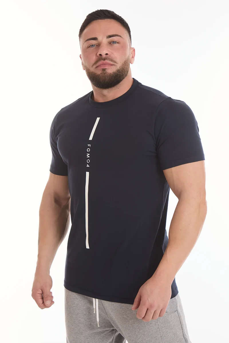 T-Shirt Uomo Stripe FGM04 Blu