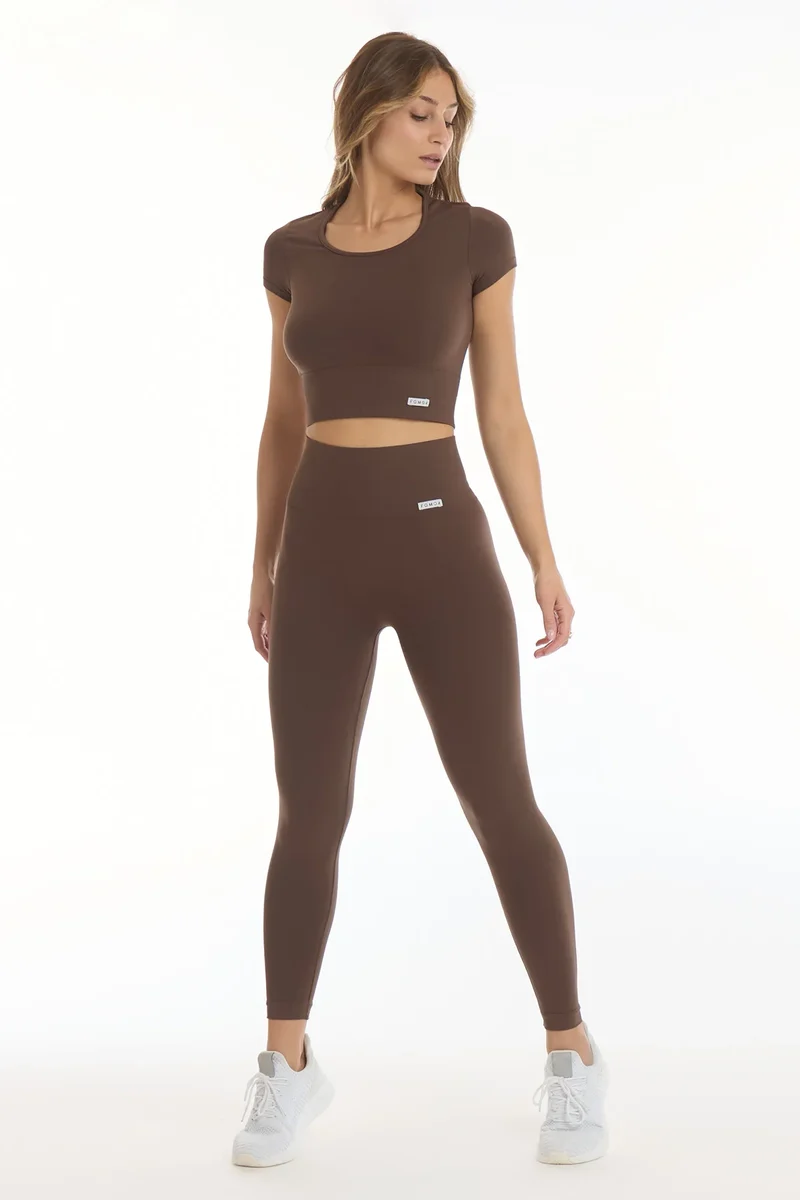 Leggings Basic Fascione Alto Marrone Castagna